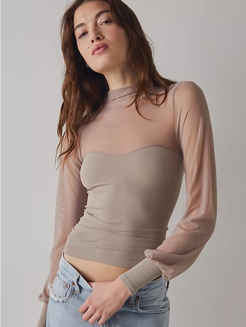 Free People Long-Sleeve Mock Neck Top